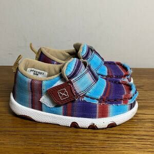 Twisted X Infant 5M Hooey Driving Mocs Multicolor Stripe Pattern Shoes Hook Loop